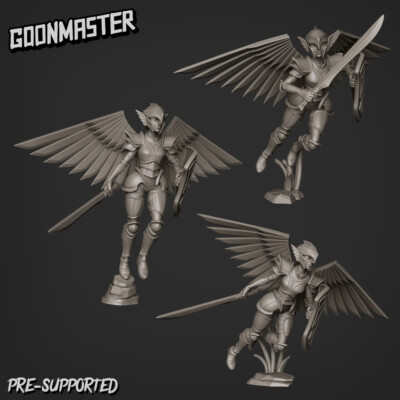Sky Elf Valkyrie Fighter Miniature | D&D DnD | 