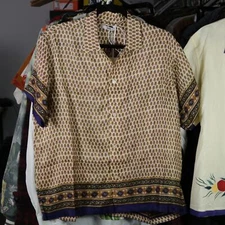 Bode New York Micro Fleur Silk Shirt S/M New