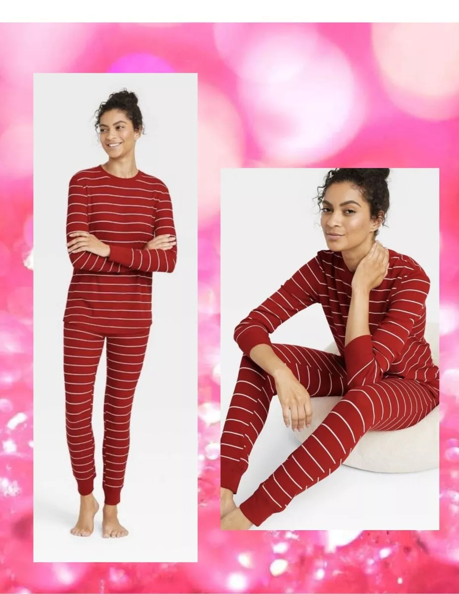 New w/Tags Stars Above Size M Womens 2 Piece Thermal Pajamas Red