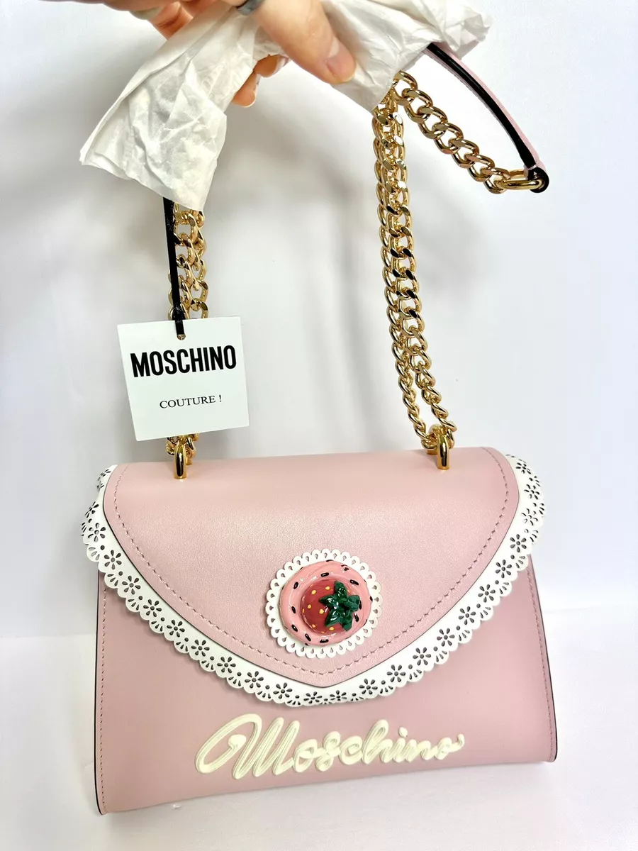 MOSCHINO PINK Strawberry Shortcake Leather Shoulder Bag🍓🍰🤍🧁