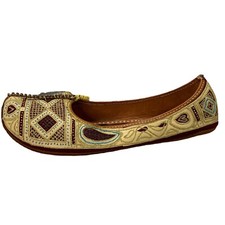 Punjabi jutti khussa Size 9 Gold Wedding Mojari Flat Jooti Shoe