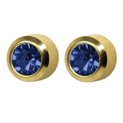 STUDEX Medizinische Ohrstecker Piercing SAPHIR Stecker vergoldet antiallergisch