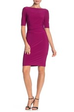 VINCE CAMUTO Fuchsia Ruched Elbow 3/4 Sleeve Stretch Jersey Bodycon Dress 14P