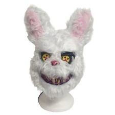 Adult Bunny Mask Costum OS White Scary Light Up LED Furry Halloween Cosplay NEW