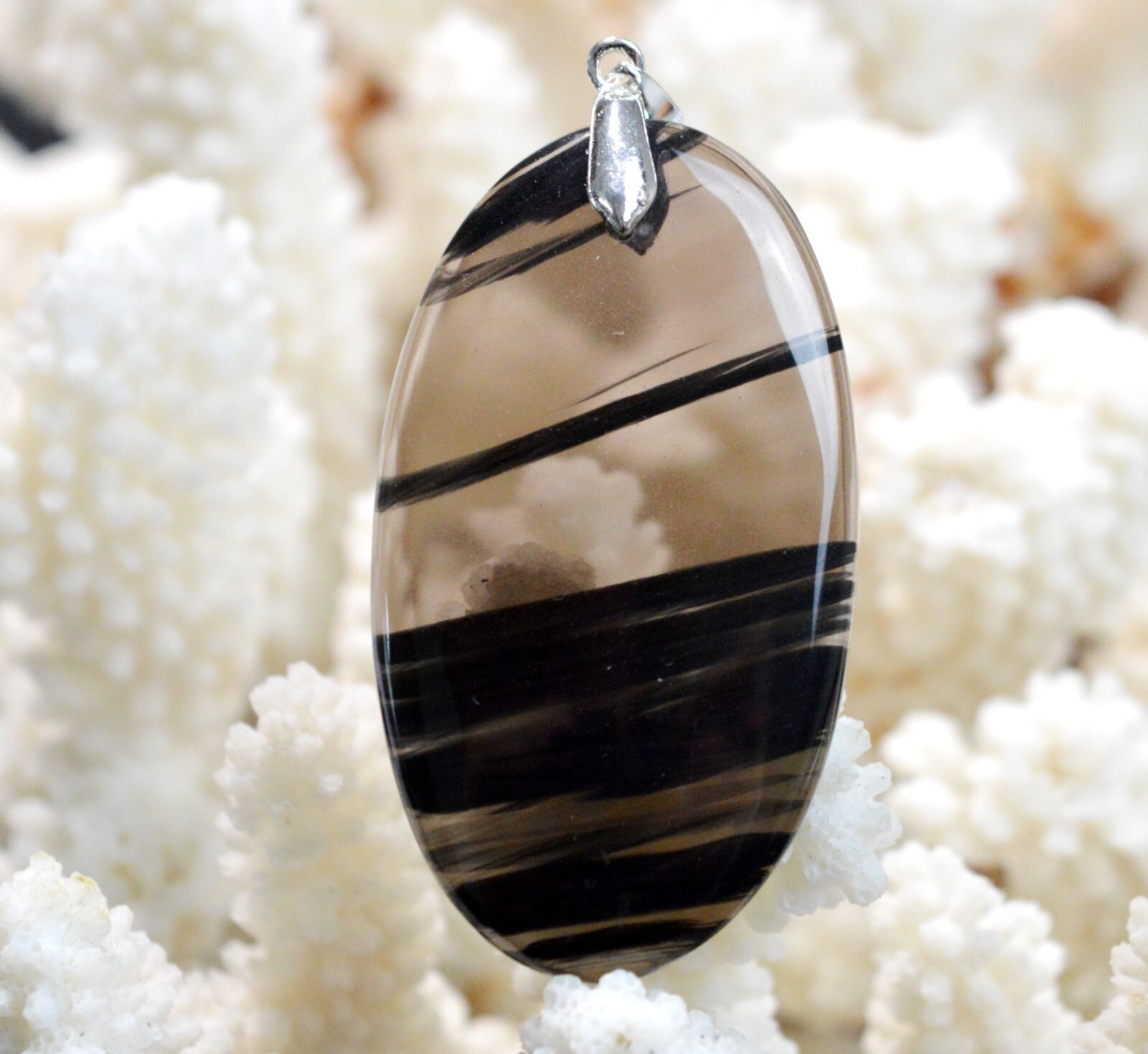 Pendentif obsidienne midnight 74 carats contre le stress, grand cabochon naturel USA ES79