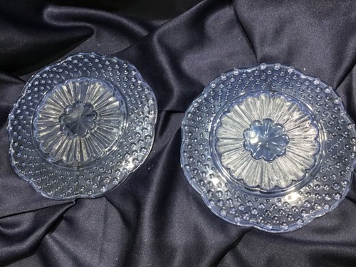 2 BLUE HOBNAIL GLASS PLATES GORHAM EMILYS ATTIC VTG style ROBINS EGG BLUE - Picture 9 of 9