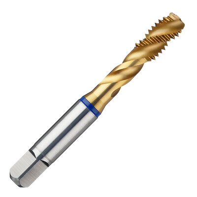 M6 x 1.0 ANSI CNC 3 Flute Spiral Flute Semi-Bottoming (PM-Cobalt) TiN Tap