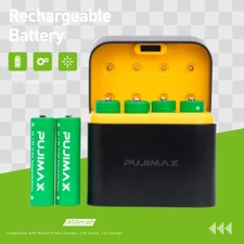 8/16/24PCS 1.5V AA 3400mWh Capacity Rechargeable Lithium Batteries + Charger Box