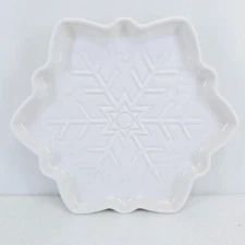 FIESTA snowflake shape 8" EMBOSSED white HOLIDAY appetizer snack PLATE New