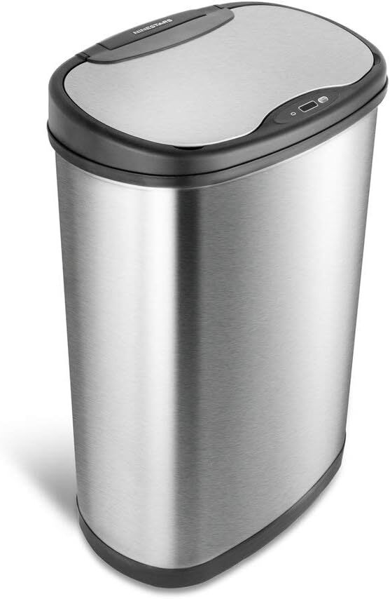 Large NINESTARS DZT-50-25 Motion Sensor Trash Can  Silver...