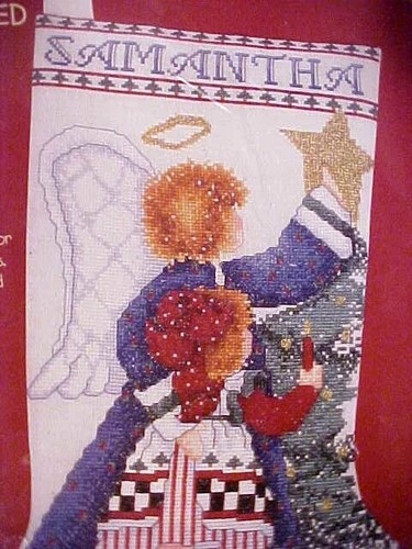 Alma Lynne Holiday Cross Stitch Stocking Kit HEAVENLY HELPER 83866 - Imagen 2 de 4