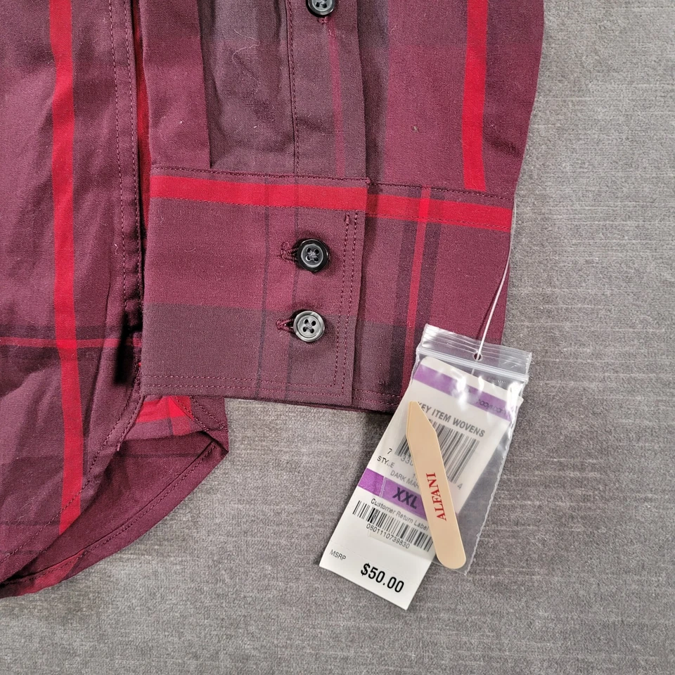 Alfani Modern Fit Red Plaid Button Up Shirt Mens Size XXL NEW - Image 2 of 4
