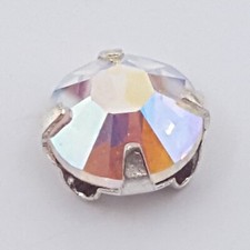 Swarovski AB Diamante Flat Back Round 6.2mm Sew On Metal Backs Jewellery Making