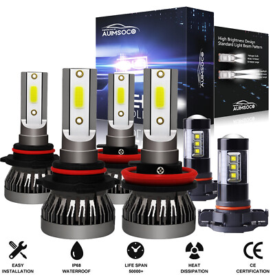 For 2007 2008-2013 GMC Sierra 1500 2500 HD 6000K LED Headlights + Fog Light kit