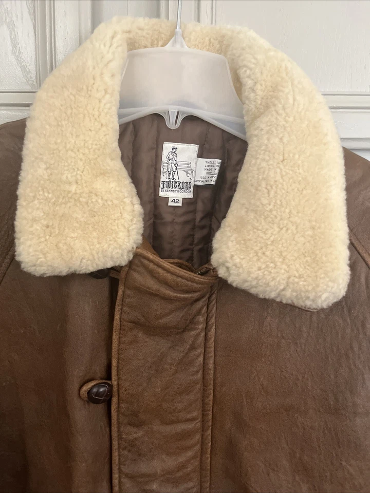 Kenneth Gordon Leather Jacket Size 42, Brown leather removable Sherling Collar - Image 4 of 4