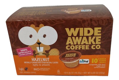 Wide Awake Coffee Pods 10-Pk Hazelnut Light Roast, K Single Cup Brewer