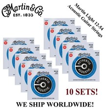 10 SETS - MARTIN MA140 ACOUSTIC GUITAR STRINGS LIGHT 80/20 BRONZE WAS M140