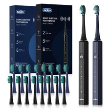 SEJOY Sonic Electric Toothbrush for Adults 8 Tooth Brush Heads 5 Brushing Modes