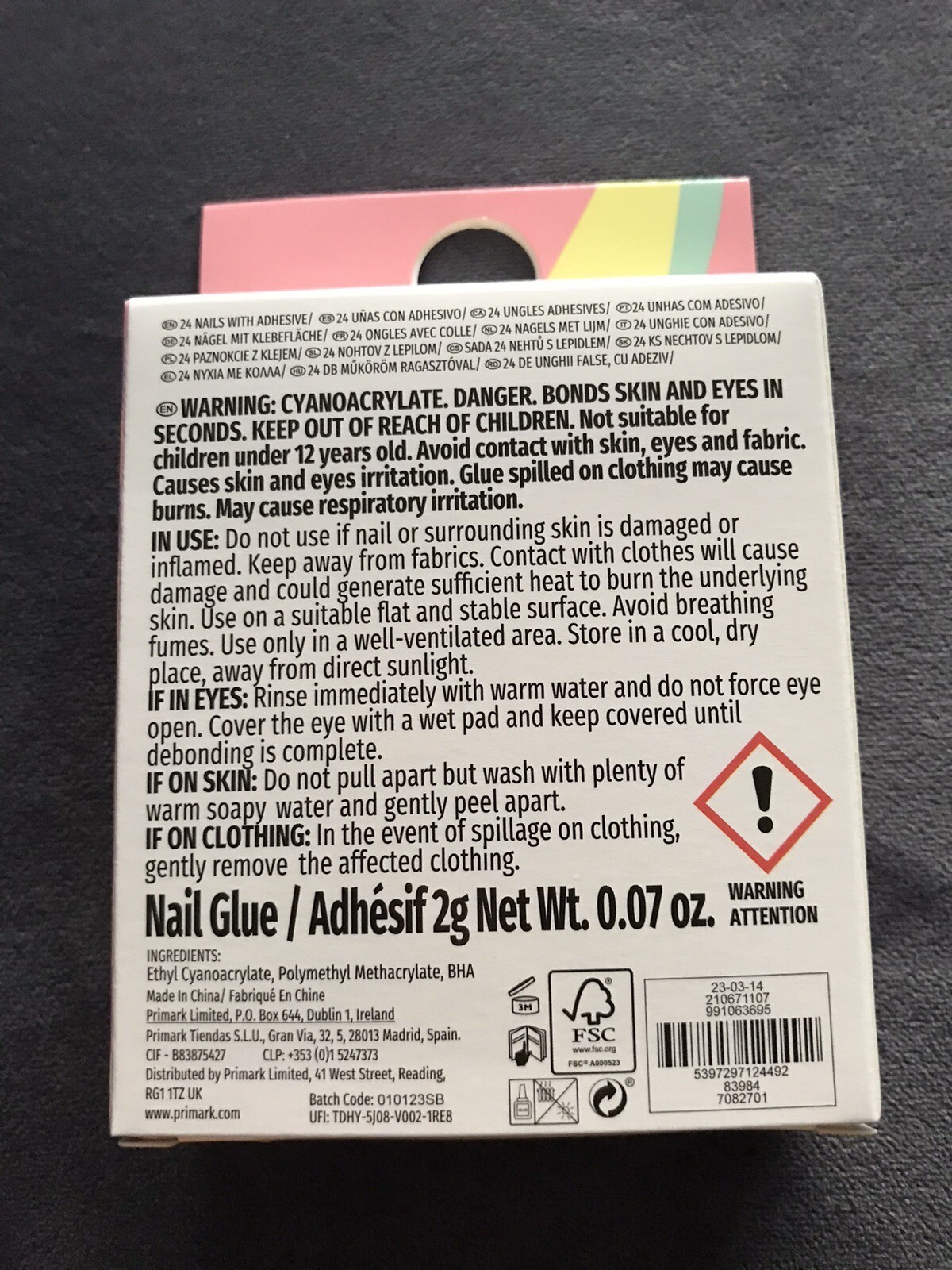 Primark Beauty PS 24 False Nails With Glue Coffin Gloss Summer Pastel