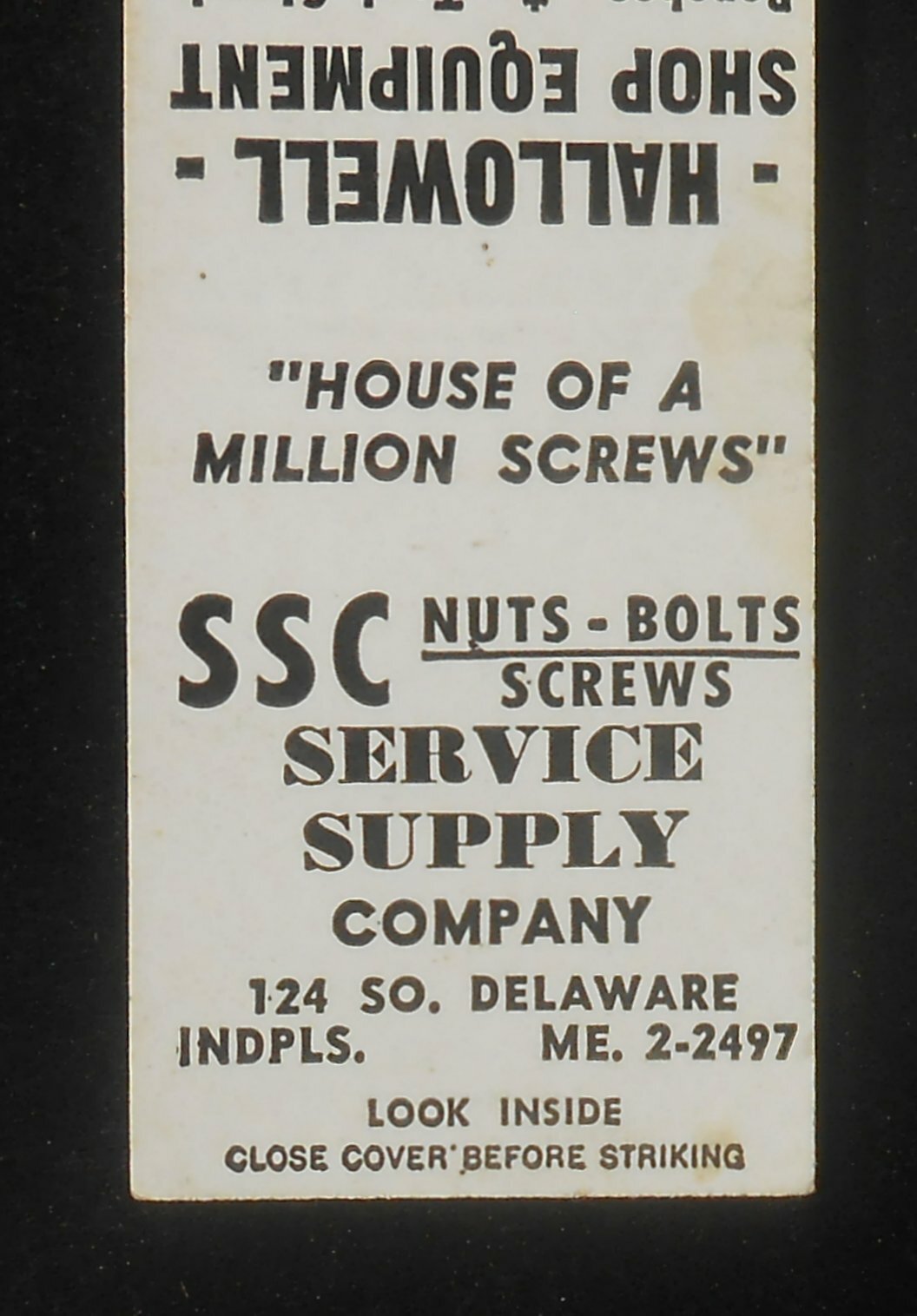 1950s Service Supply Company Nuts Bolts Screws Hallowell Tools