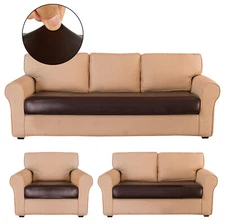1/2/3 Seat Faux Leather Sofa Seat Cushion Cover Waterproof Chair Loveseat Cover