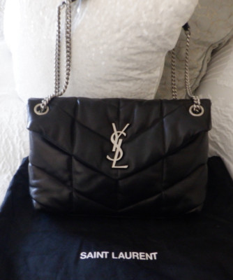 Saint Laurent YSL Medium Loulou Puffer Quilted Black Leather Crossbody Bag NEW