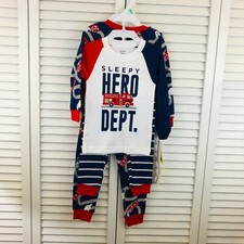 NWT Boy's 4 Piece Carter's Mix and Match Cotton Pajama Set Firetrucks-18 Months