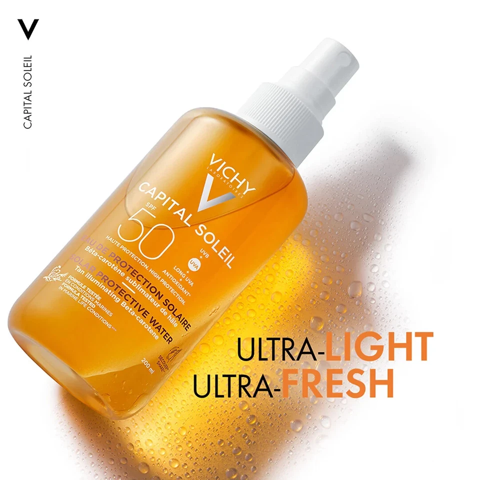 Vichy Capital Soleil Solar Protector Agua Bronceado Intenso FPS50 200 ml + Rostro Nuevo Foto 4 de 4