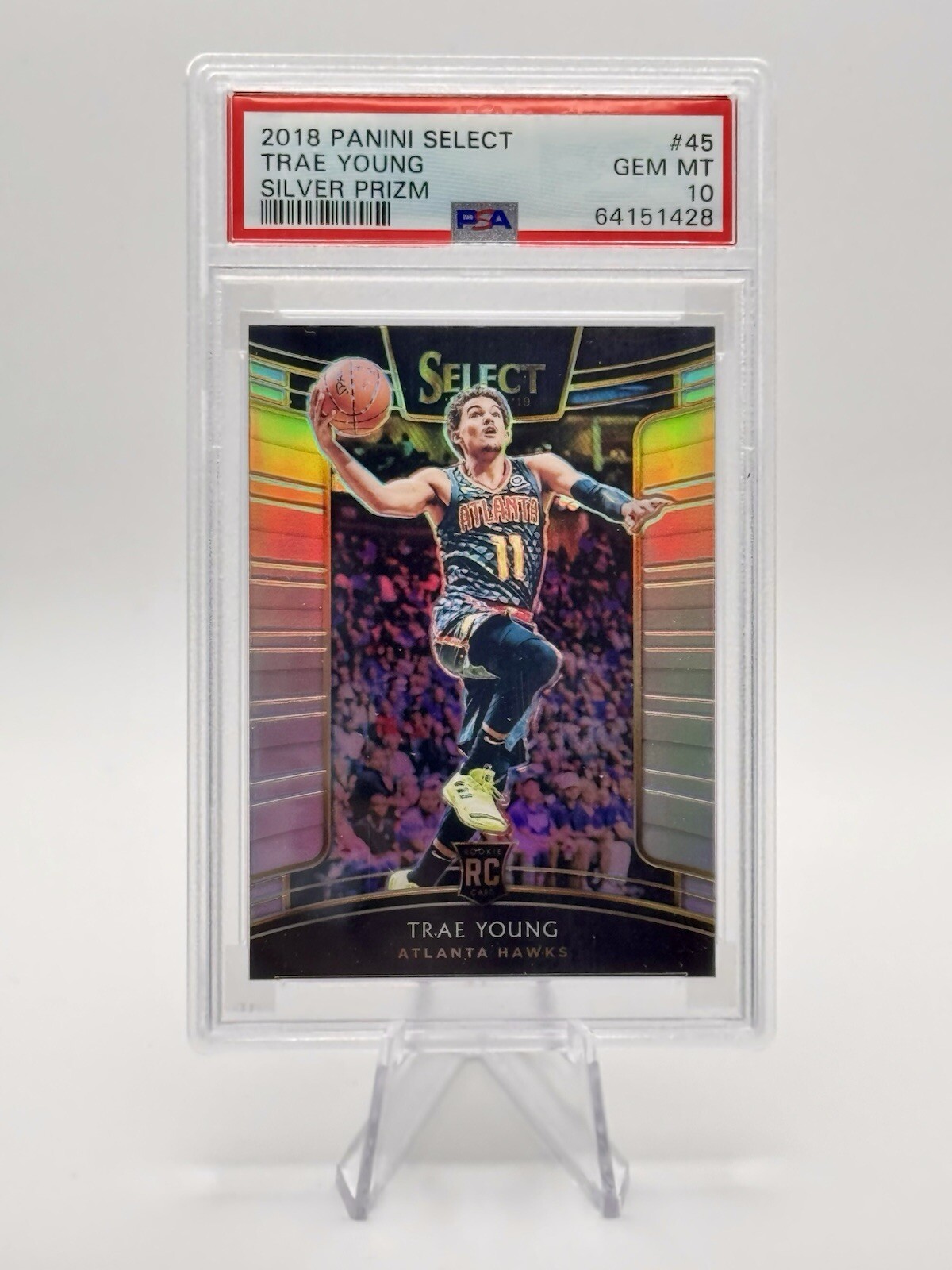 2018-19 Select Trae Young Silver Prizm Concourse Rookie Card #45 PSA 10