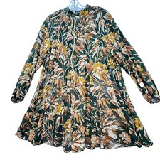 H&M Long Sleeves Mock Neck Tropical Dress Women's Size 6 Floral Flowey Shift
