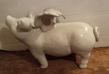 Pig with  Wings Porcelain 11 Inch White  Decor  Home Garage Decor