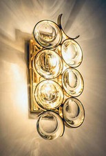 palwa lampada da parete lampada da parete cristallo dorato anni 60