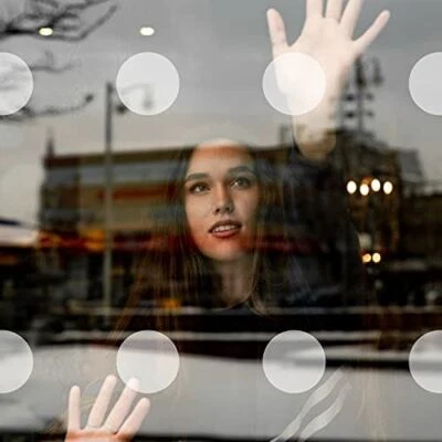 STICKERS4 60 x Etched Glass Safety Windows Stickers for Glass - 50mm Round Glass Awareness