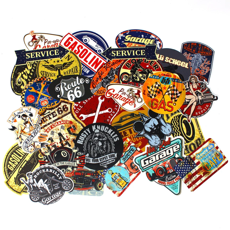 2er Set Retro Aufkleber Pin Up Groß Old School Motorcycles Sticker Vintage #8 - Bild 3 von 4