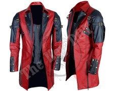 Mens Red Gothic Leather Coat - Davil Dante In...