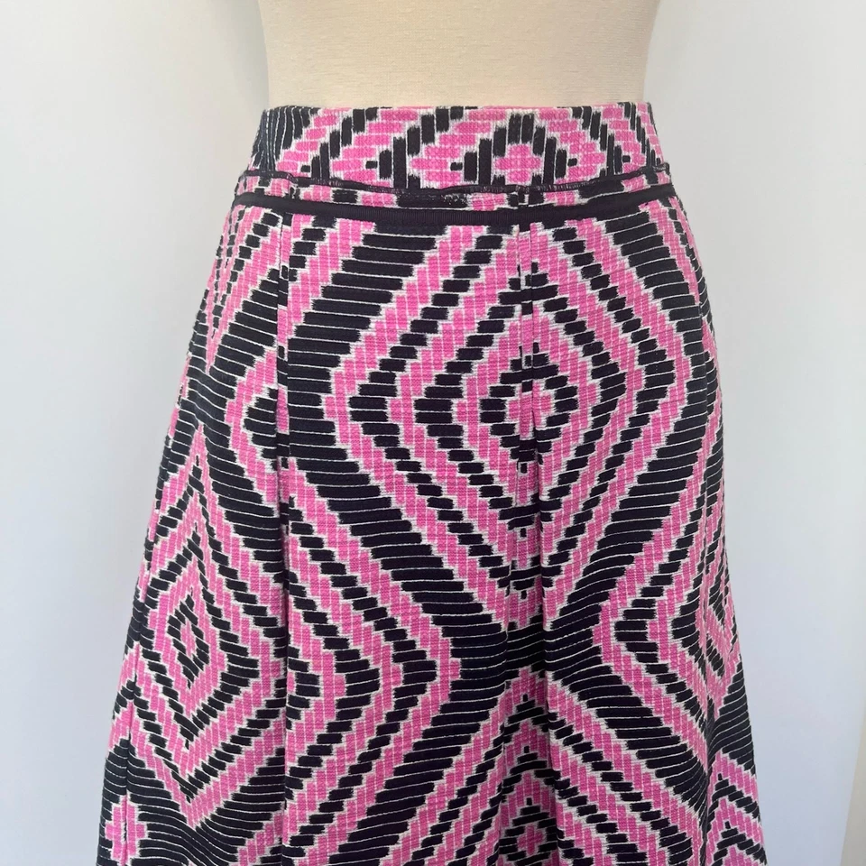 Falda geométrica plisada Tory Burch algodón lino rosa/azul marino | Talla: 4 Foto 2 de 4