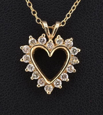 14K Yellow Gold Plated 1.5Ct Round Cut White Moissanite Women's Heart Pendant