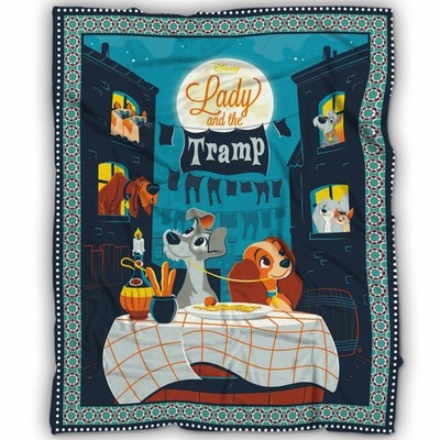 Lady and the Tramp Romantic Dinner Scene Blanket   Timeless Love Story Design