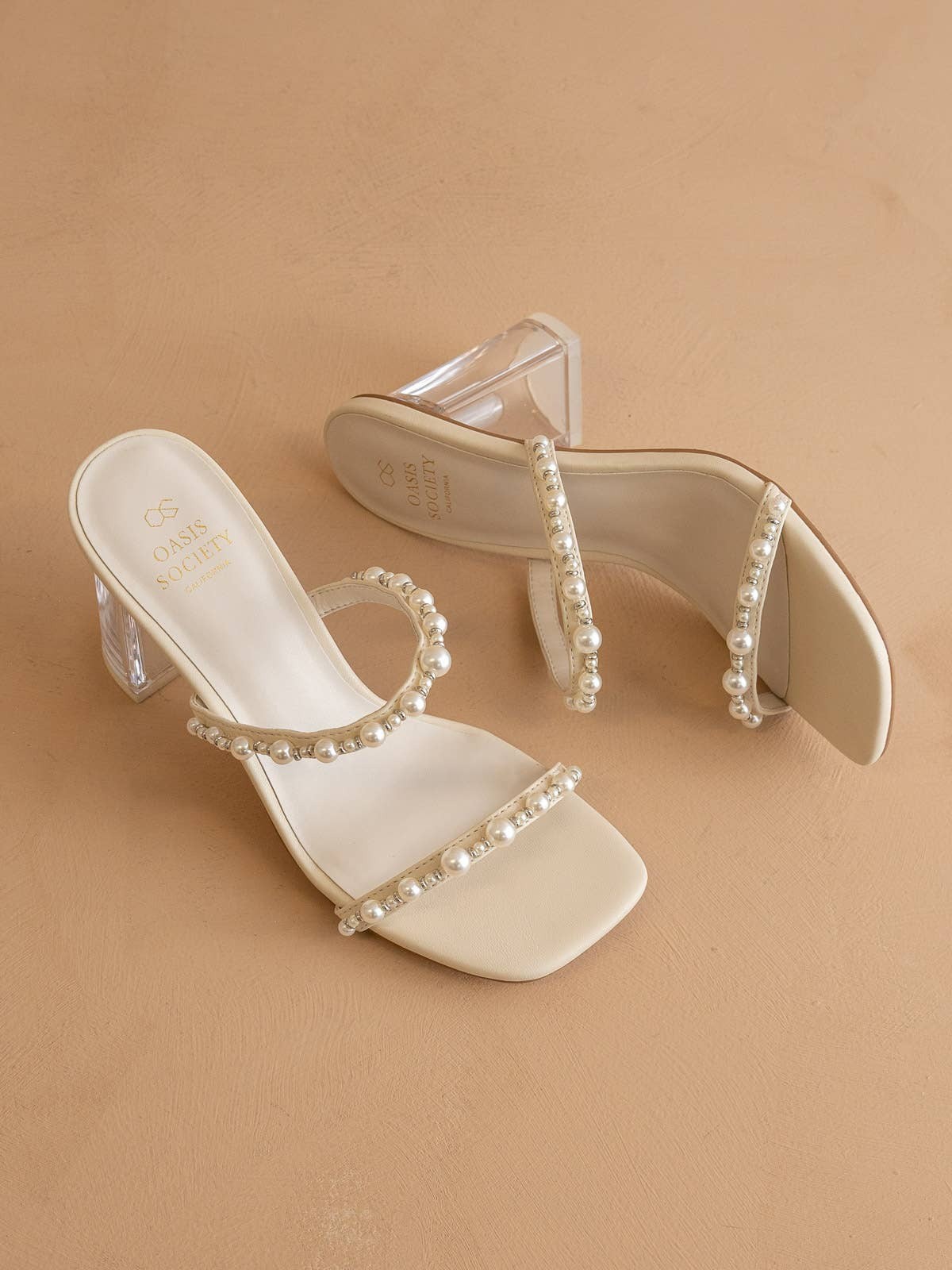 Oasis Society The Mae Beige Strappy Pearl Heel