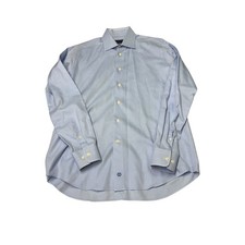 David Donahue Mens Light Blue Trim Fit Cotton Dress Shirt 16.5 36/37
