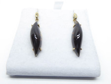 9ct Gold Earrings Smoky Quartz & Diamond Drops Yellow Gold with gift box