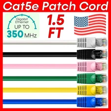 1.5 FT CAT5E Cable Ethernet Cat5e Cord Internet Patch Cord Router Network Wire