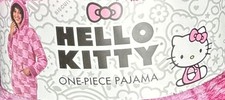 Hello Kitty SANRIO Women's One Piece Hooded Body Suit Soft Pajamas - NWT L 12-14