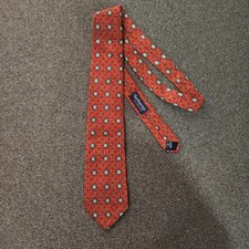 Burberrys of London Vintage Silk Tie Red Chain Medallion Italy 4  Wide