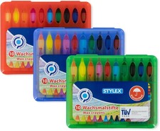 Kinder Malstifte Wachsmalstifte wasserfest 10 verschiedene Farben Kunststoffbox