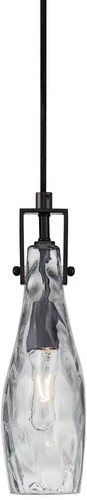 Matte Black Mini Pendant Light 9" Modern Clear Water Glass Shade for Dining Room - Picture 5 of 5