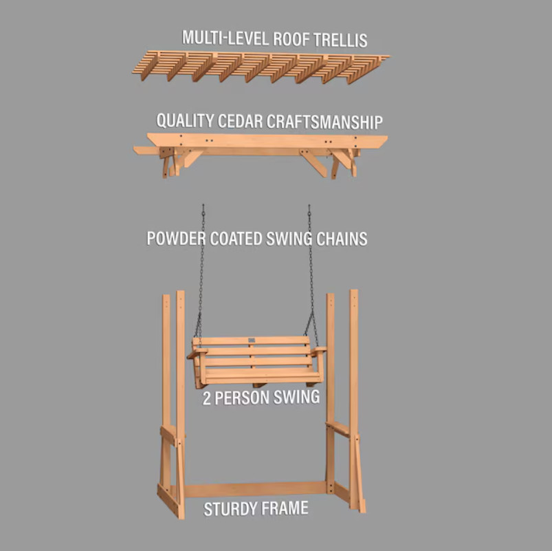 Backyard Discovery Callahan Outdoor Swing Cedar Wood 600 lb Capacity Sale