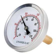 2-1/2" Dial Water Thermometer, Water Temperature 0-250 F / 1.75Stem 2-1/2" 
