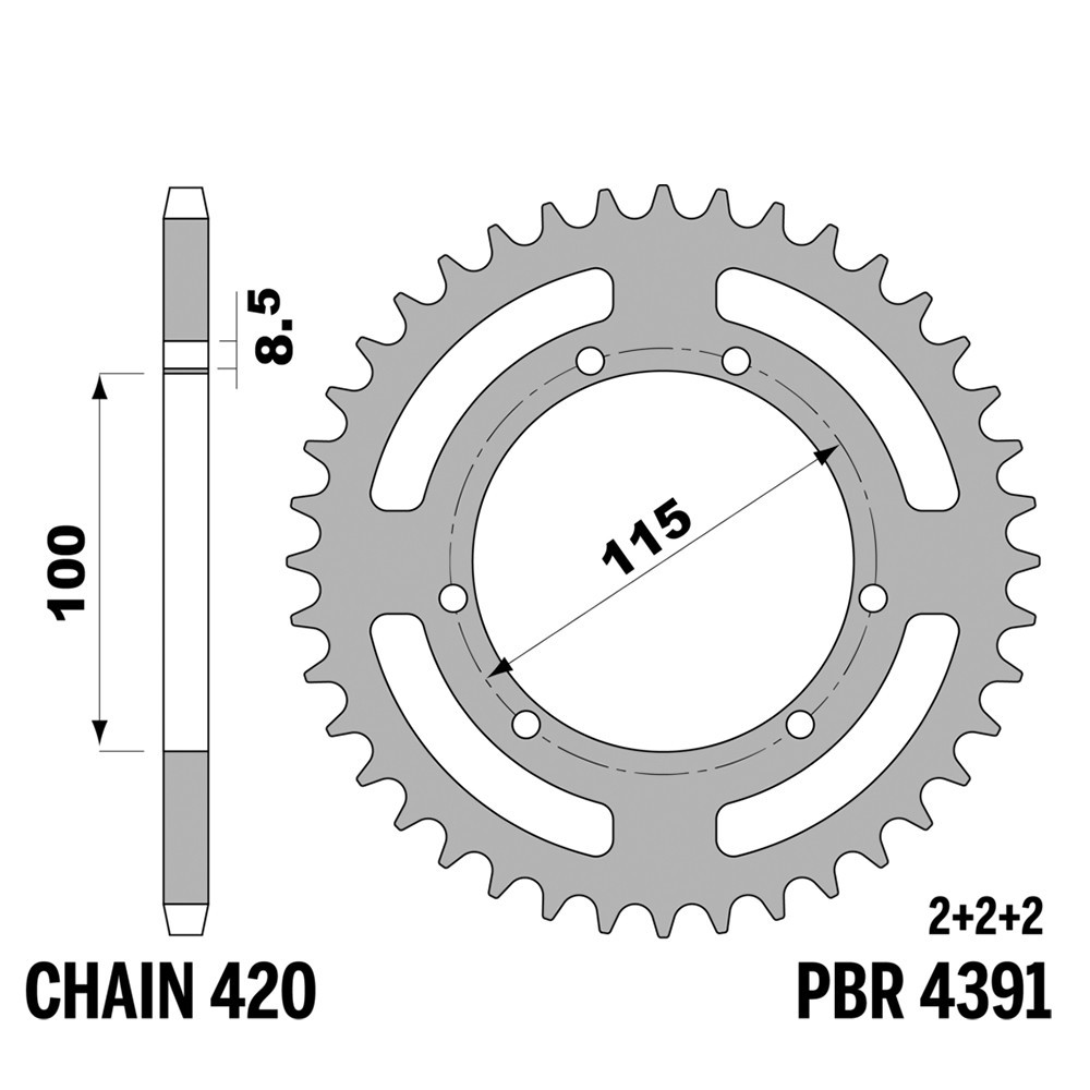 Couronne PBR pas 420 de 52 dents en fer compatible avec la moto Peugeot XP6 Enduro 1999-2001