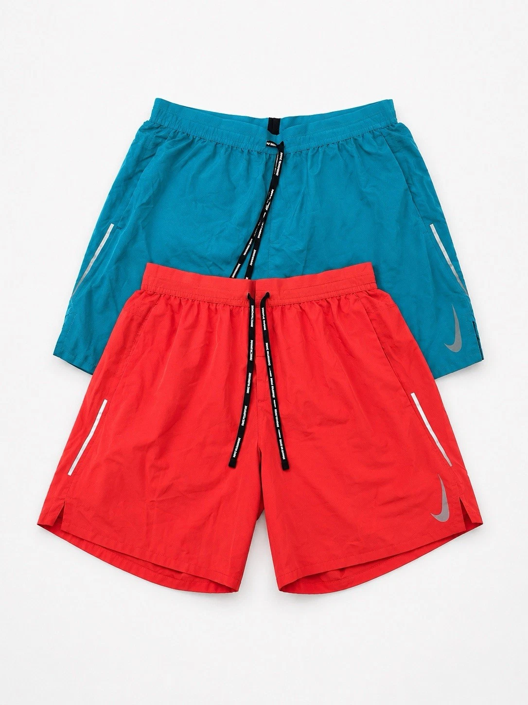 Nike Dri-FIT Running Shorts Bundle Men’s Teal & Orange Reflective Swoosh Large